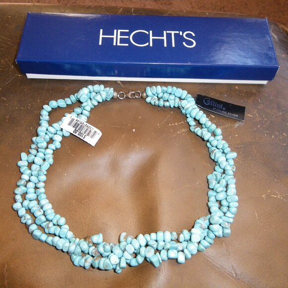 Vintage Women's 3 Stranded Turquoise 16" Necklace - Picture 1 of 2